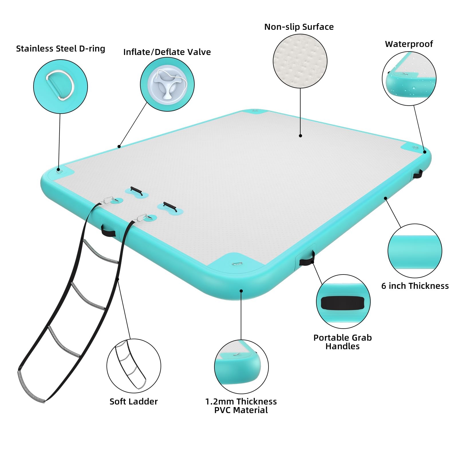 AZXRHWYGS Inflatable Floating Dock, Dock 12×6 ft 12 x 6