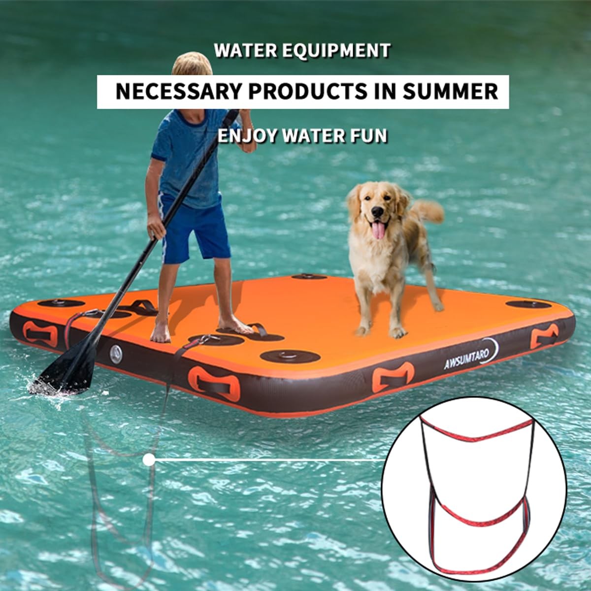 Inflatable Floating Platform，Inflatable 180X150X15CM, Orange