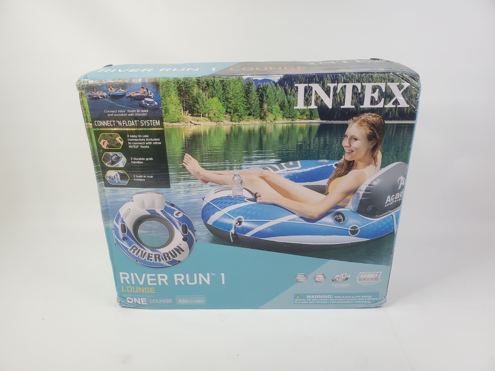 Intex River Run 1 Lounge Inflatable Floating Water Tube Blue/White🔥🔥 Box Dents