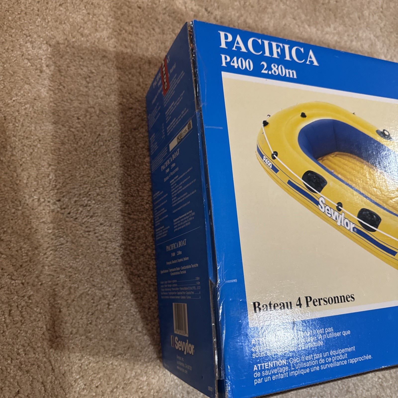 9’ 2” Sevylor Pacifica P400 3- or 4-Person (Up To 700 Lbs) Boat Inflatable Raft
