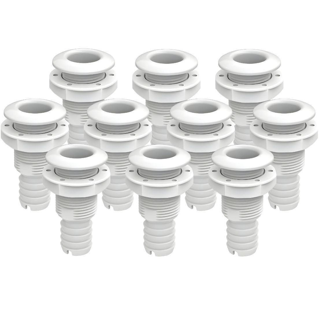 SEAFLO 1-1/8″ White (10-Pack) Thru Hull Check Valve Polypropylene Glass-Filled