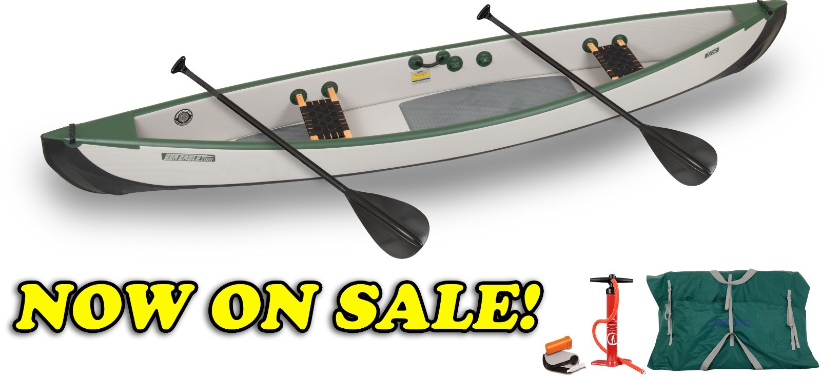 Sea Eagle Inflatable Travel Canoe 16ft 2-Person Package – FREE S&H, 3 Yr Warrant