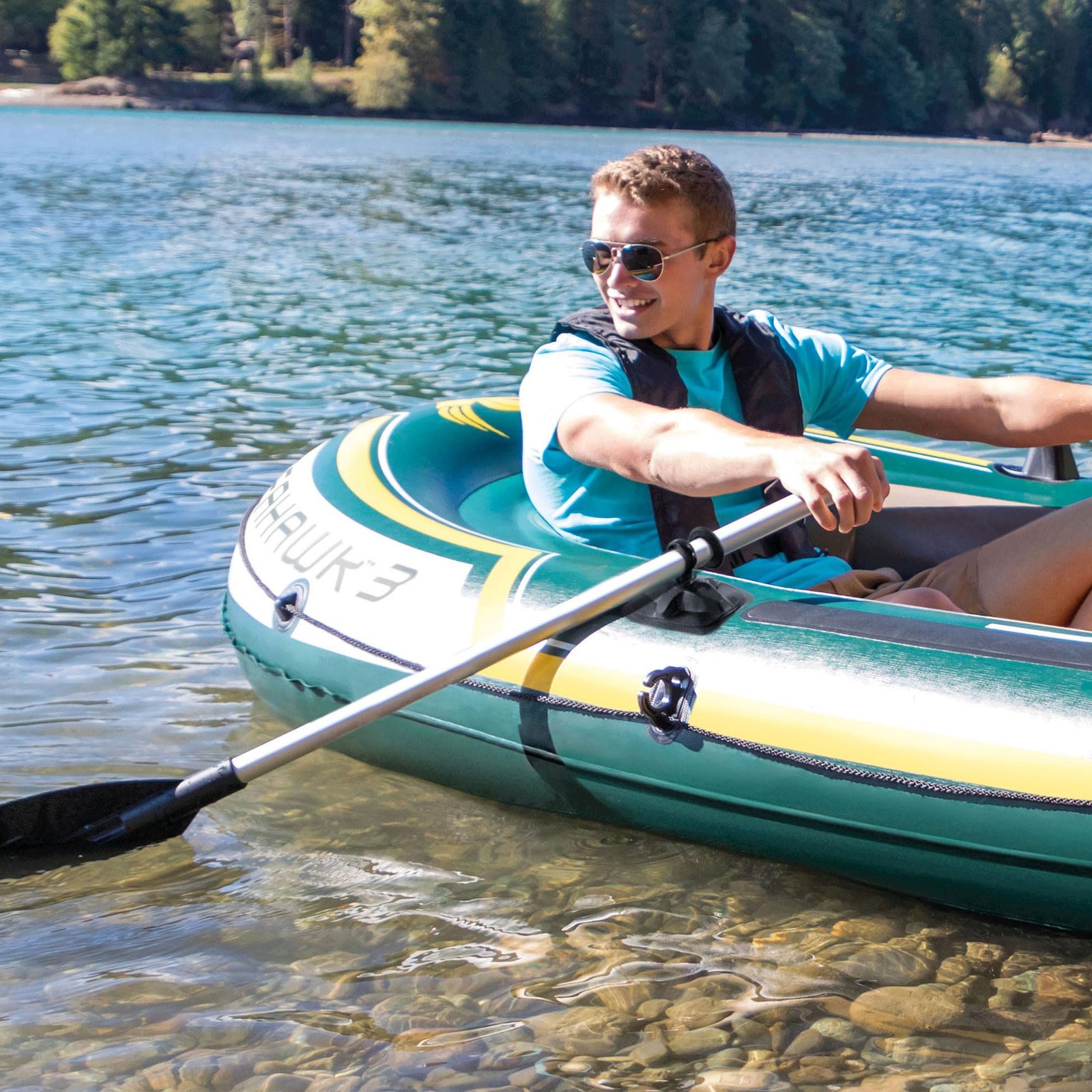 Intex Seahawk 3 Inflatable Boat For 3 Persons With Oars Pump And Accessories