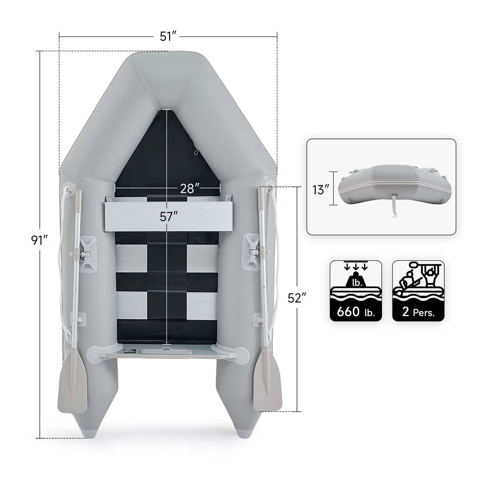 7.5ft Inflatable Boat Dinghy Tender Pontoon Rescue&Dive Boat Fishing Boat White