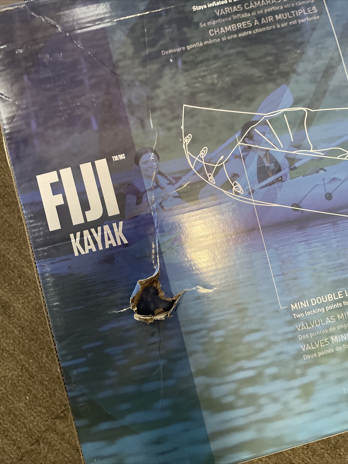 Sevylor Fiji Kayak Travel Inflatable Pack – Blue- Box May Have Distress