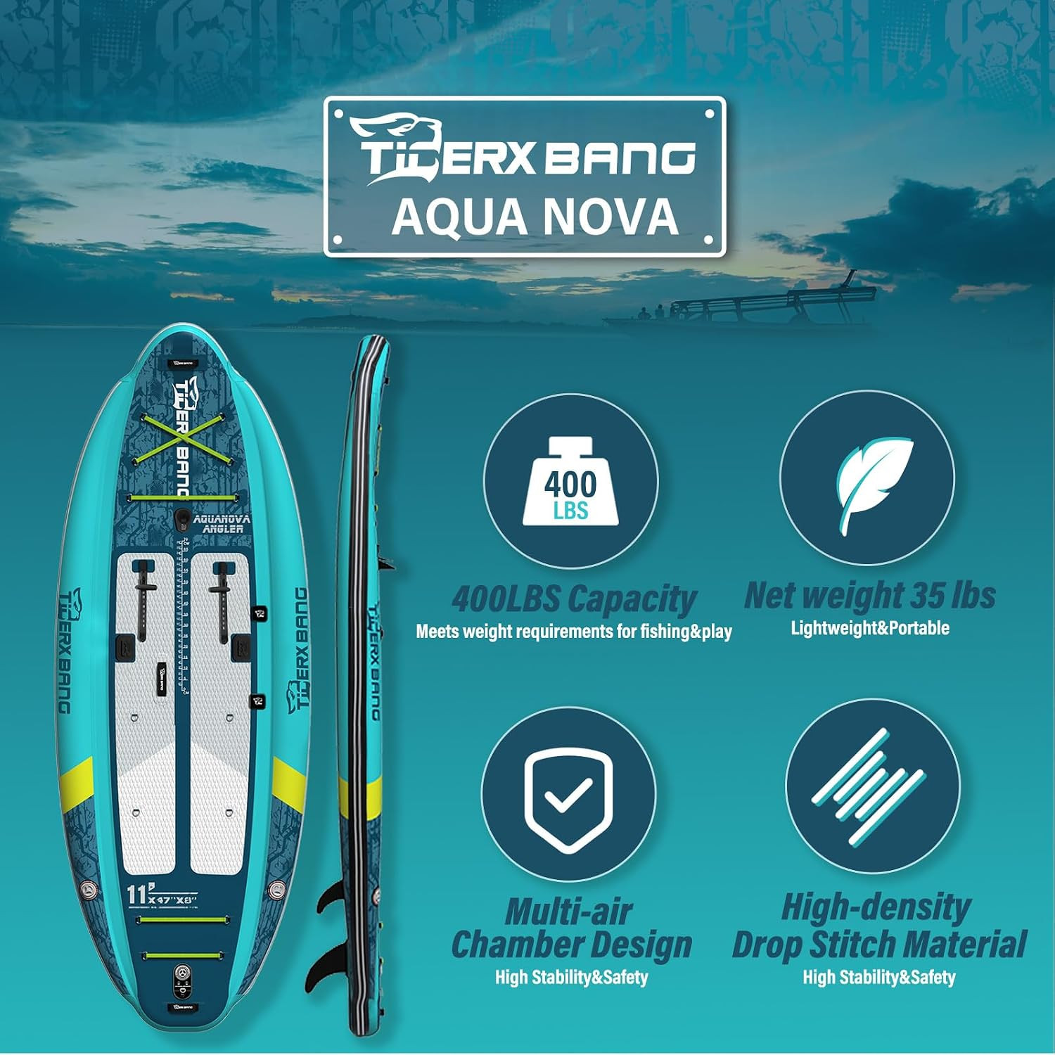 11’X47»X8» Inflatable Fishing Kayak, High-Performance Inflatable Kayak-Ideal f