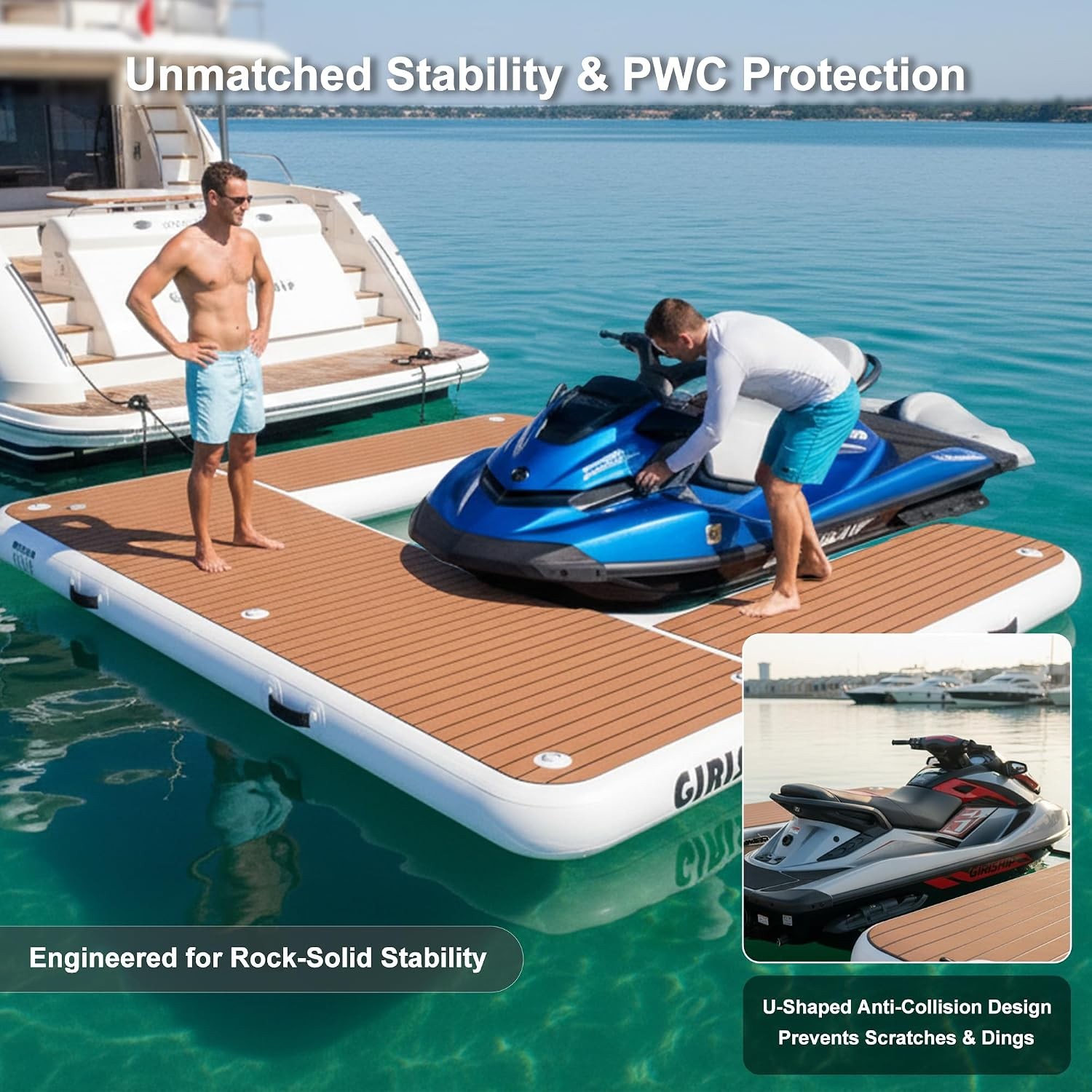 Inflatable Jet Ski Dock Heavy Duty Floating PWC Docking Station with Non-Slip EV
