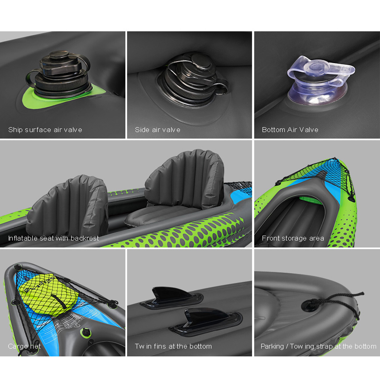 EliteShield 2 Person Tandem Inflatable Kayak Includes Aluminum Paddles, Air Pump