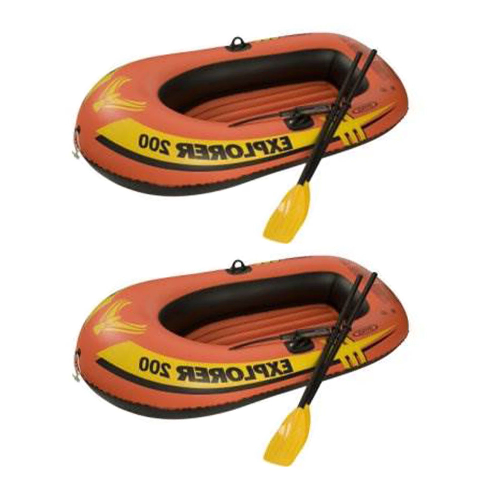 Inflatable 2 Person Raft Boat Set with Oars and Pump Outdoor Water Fun (2 Pack)