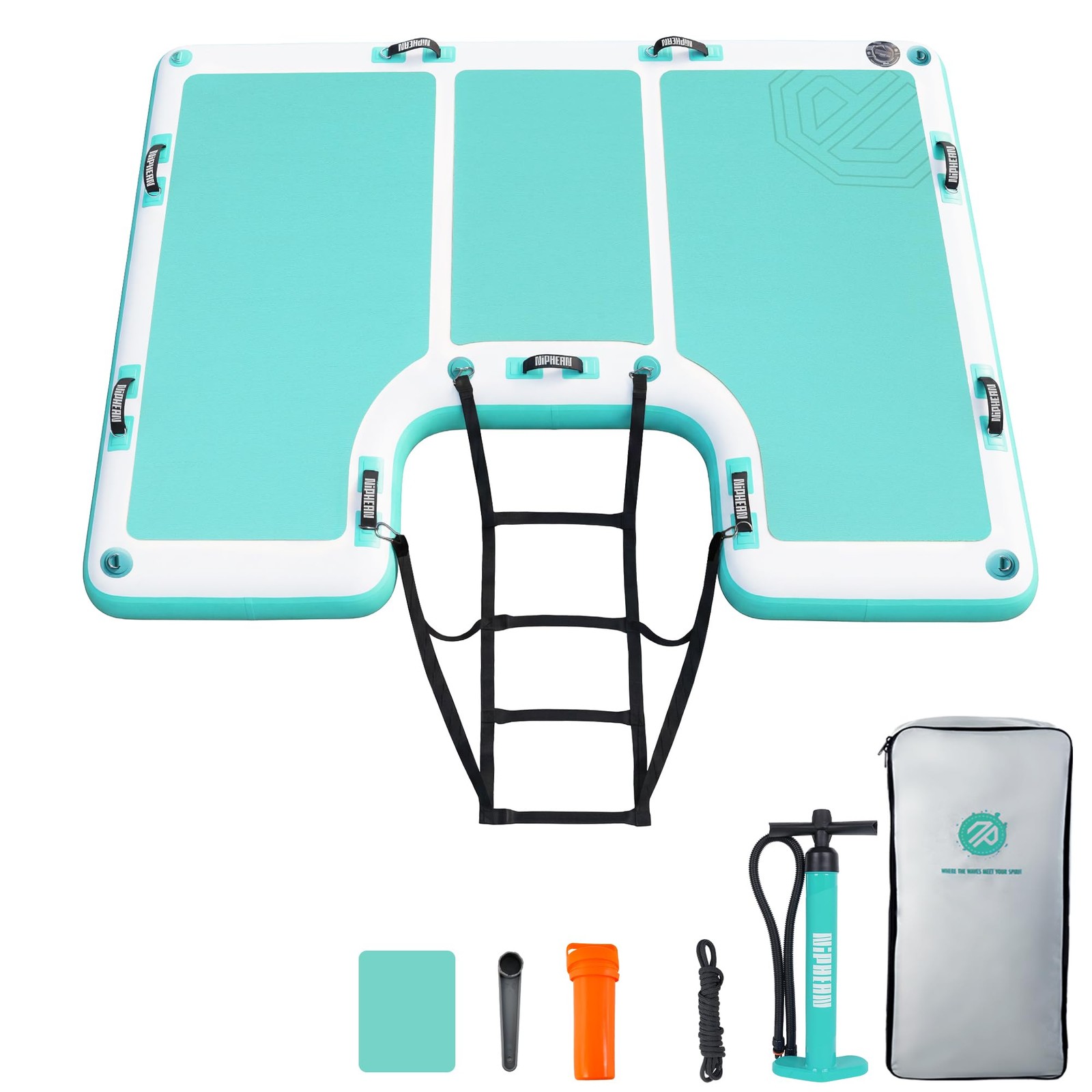 Floating Dock, Non-Slip Inflatable Dock with Upgraded Ladder & 9 Handles, Stu…