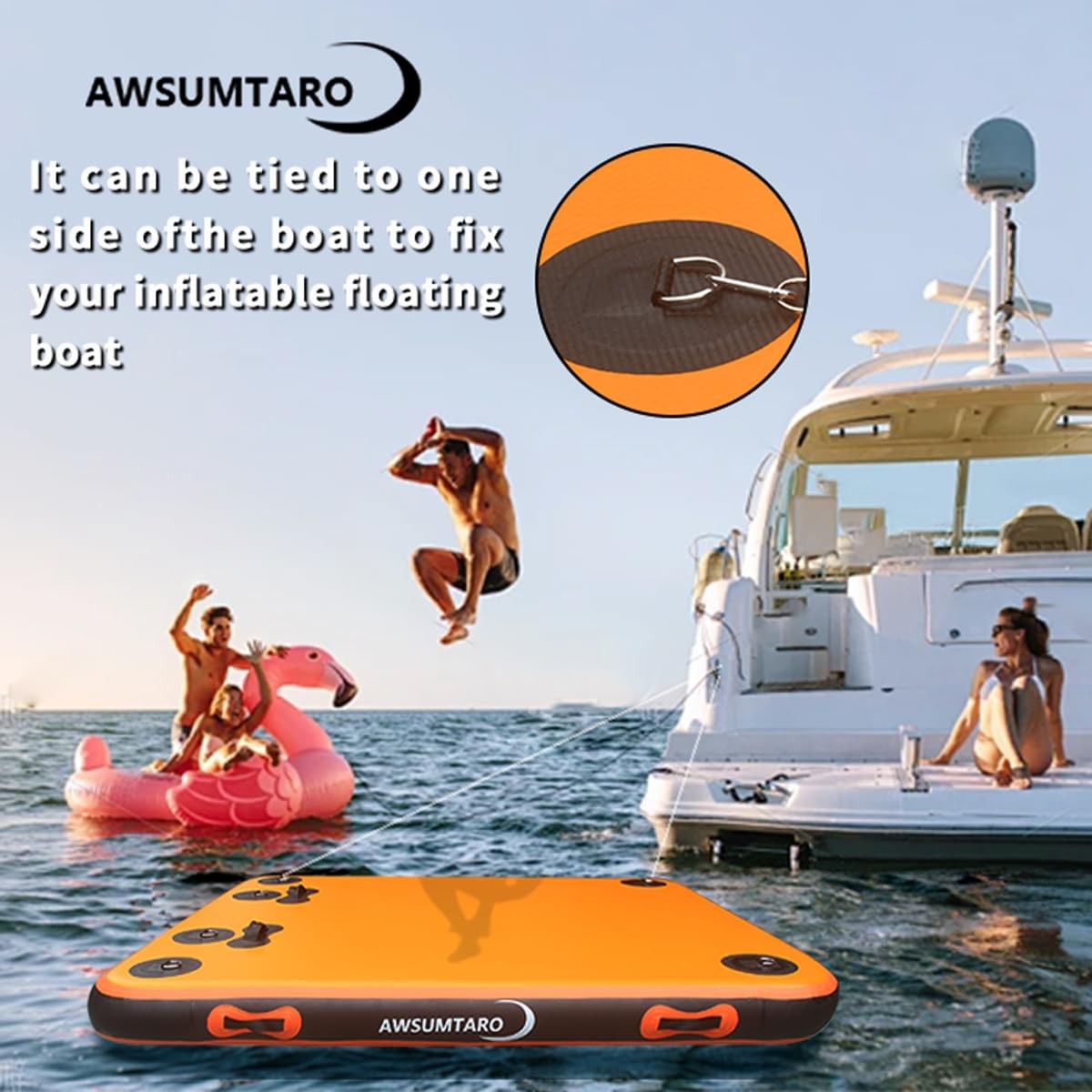 Inflatable Floating Platform，Inflatable 180X150X15CM, Orange
