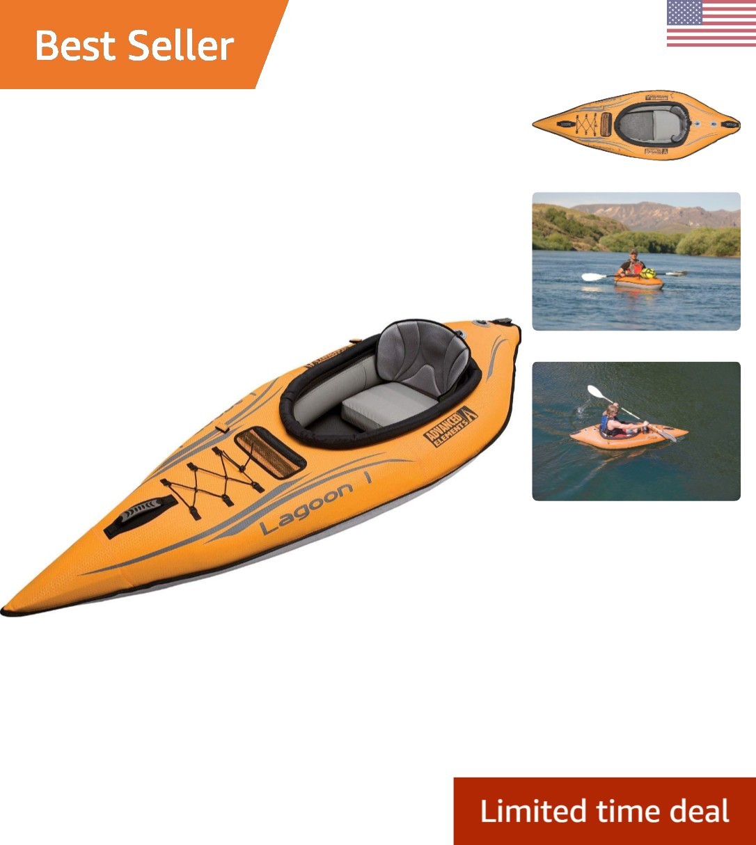 Durable Lagoon1 Inflatable Kayak: 250 lb Capacity & Quick Setup for Adventurers