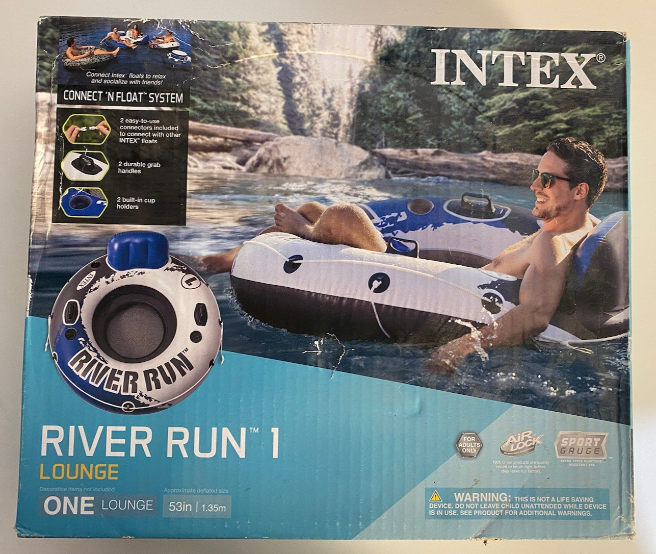 Intex River Run I Sport Lounge 53 inch Inflatable Water Float Tube New in Box