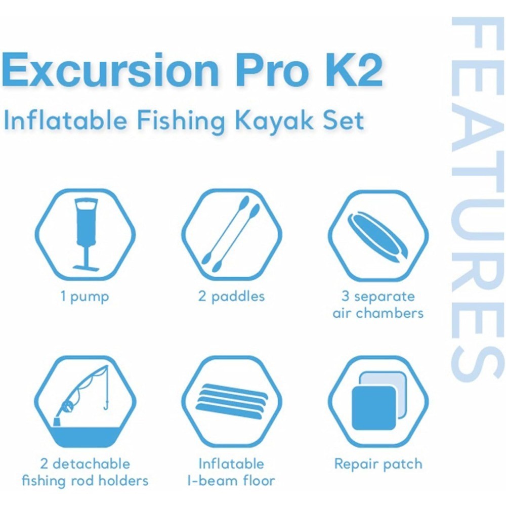 68309EP Excursion Pro K2 Inflatable Kayak Set: Includes Deluxe 86in Kayak