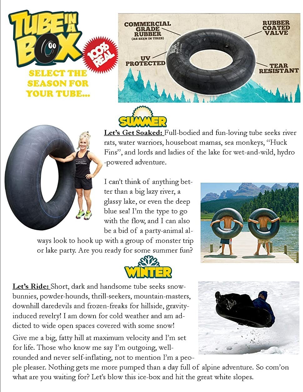 Large 36″ Inner Tubes Rafting Tubes, River Tubes, Snow Tubes, Sledding Tubes