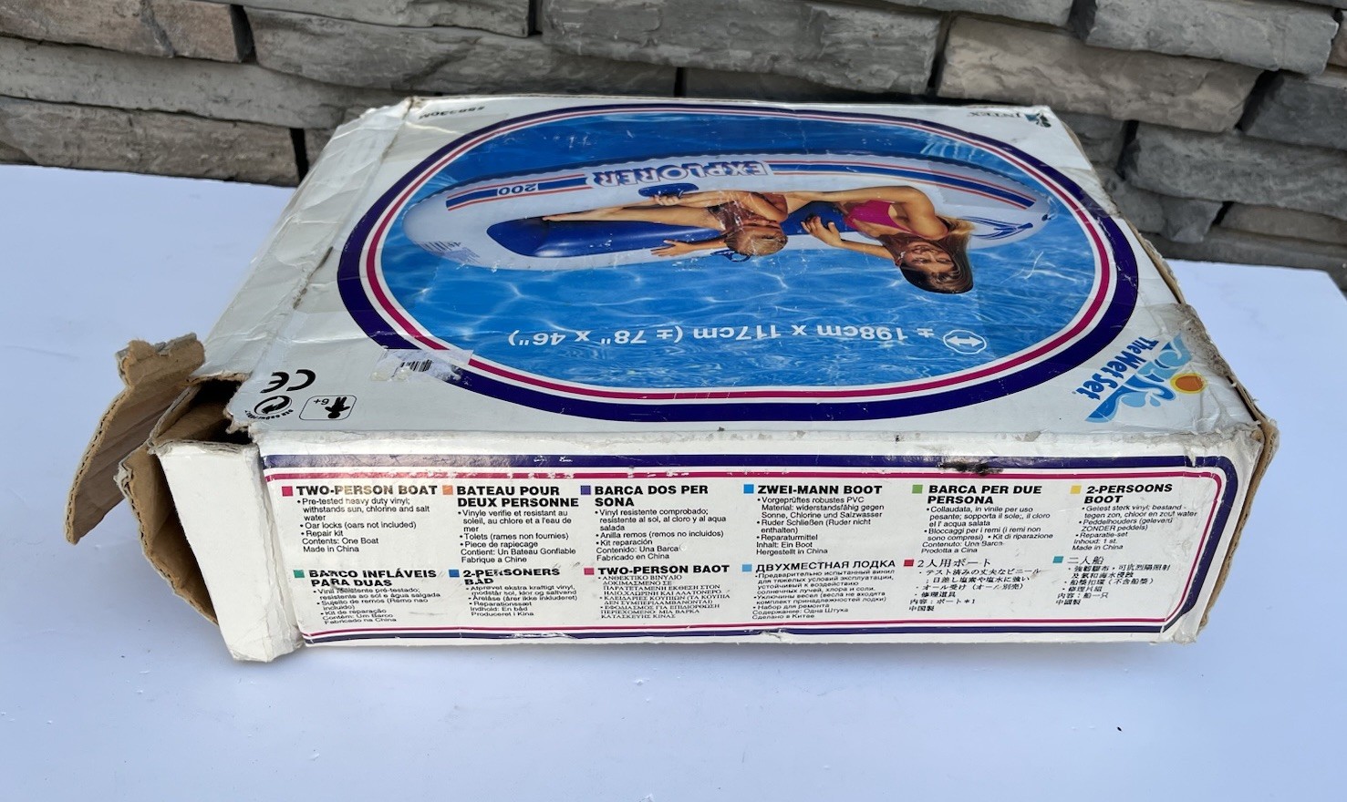 Intex 5833OM Explorer 200 Compact Inflatable 3 Person Raft Boat Red White Blue