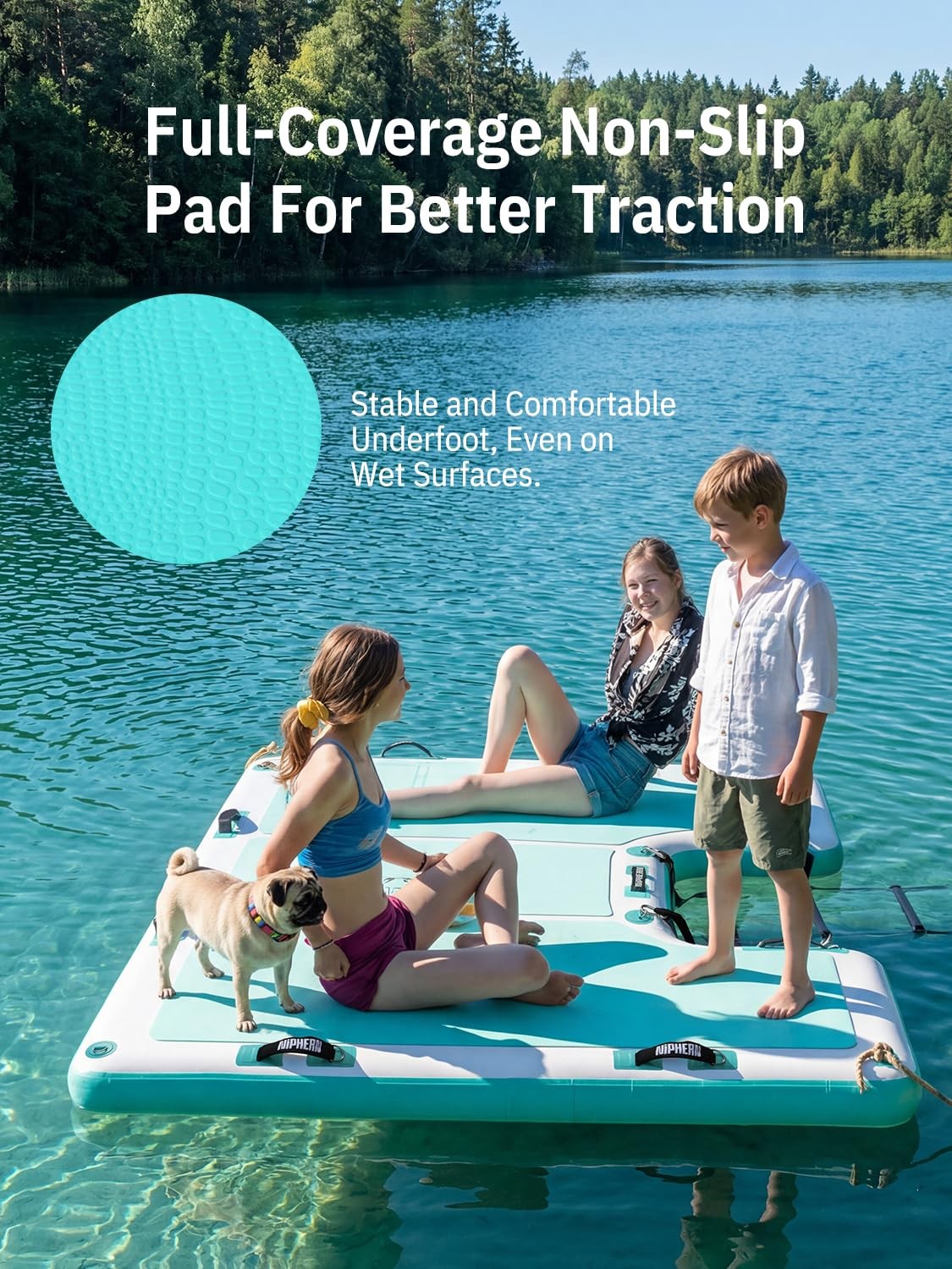 Floating Dock, Non-Slip Inflatable Dock with Upgraded Ladder & 9 Handles, Stu…