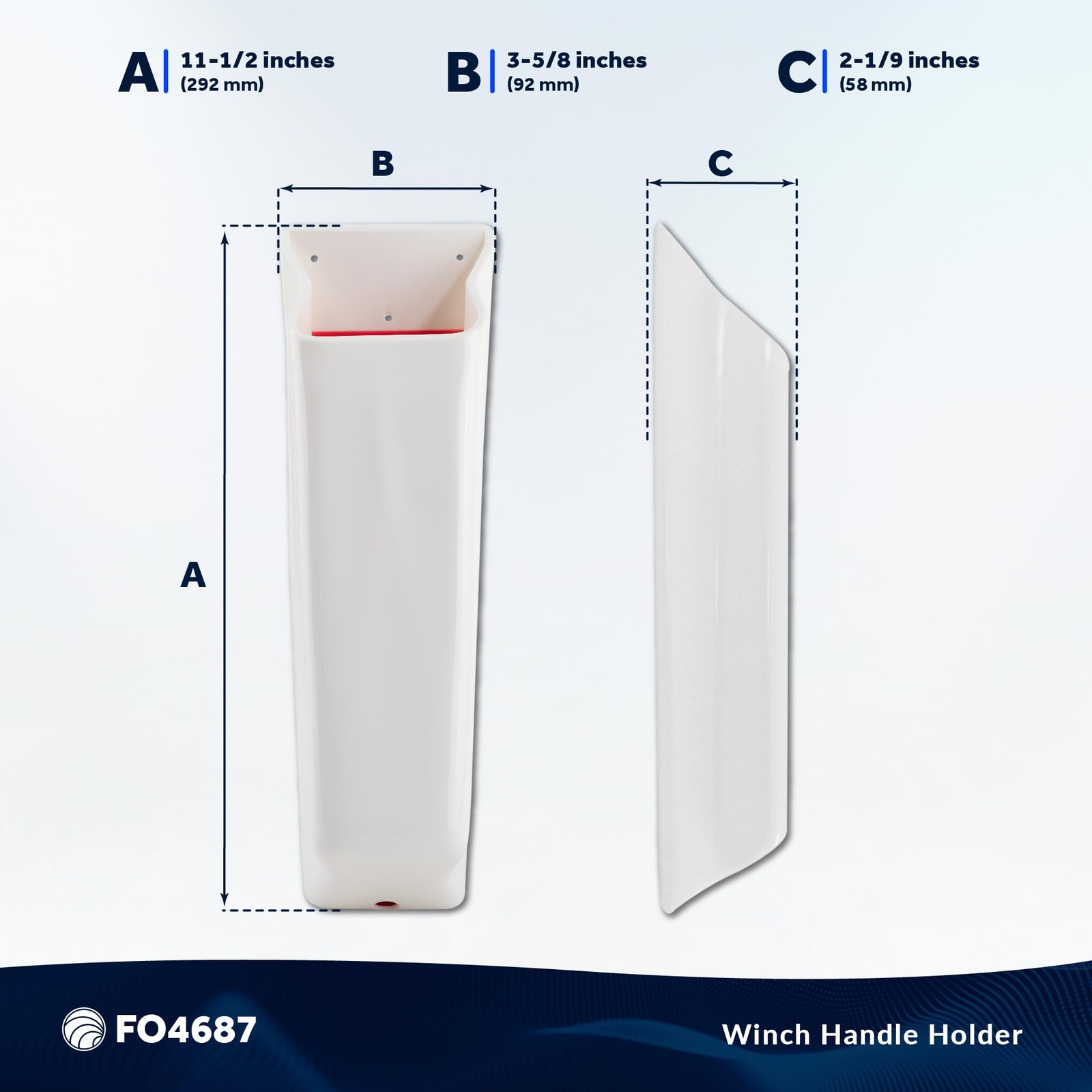 Five Oceans 9-1/2 Winch Handle Holder White/Red Pvc –