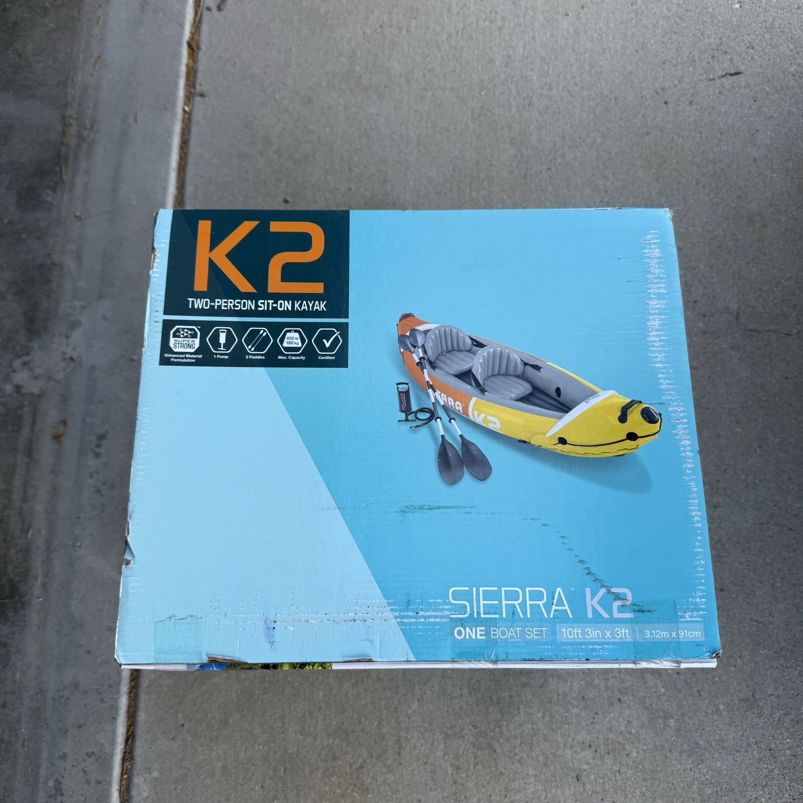 NEW SEALED Intex 2 Person Inflatable Kayak K2 Sierra With 2 Paddles And Pump