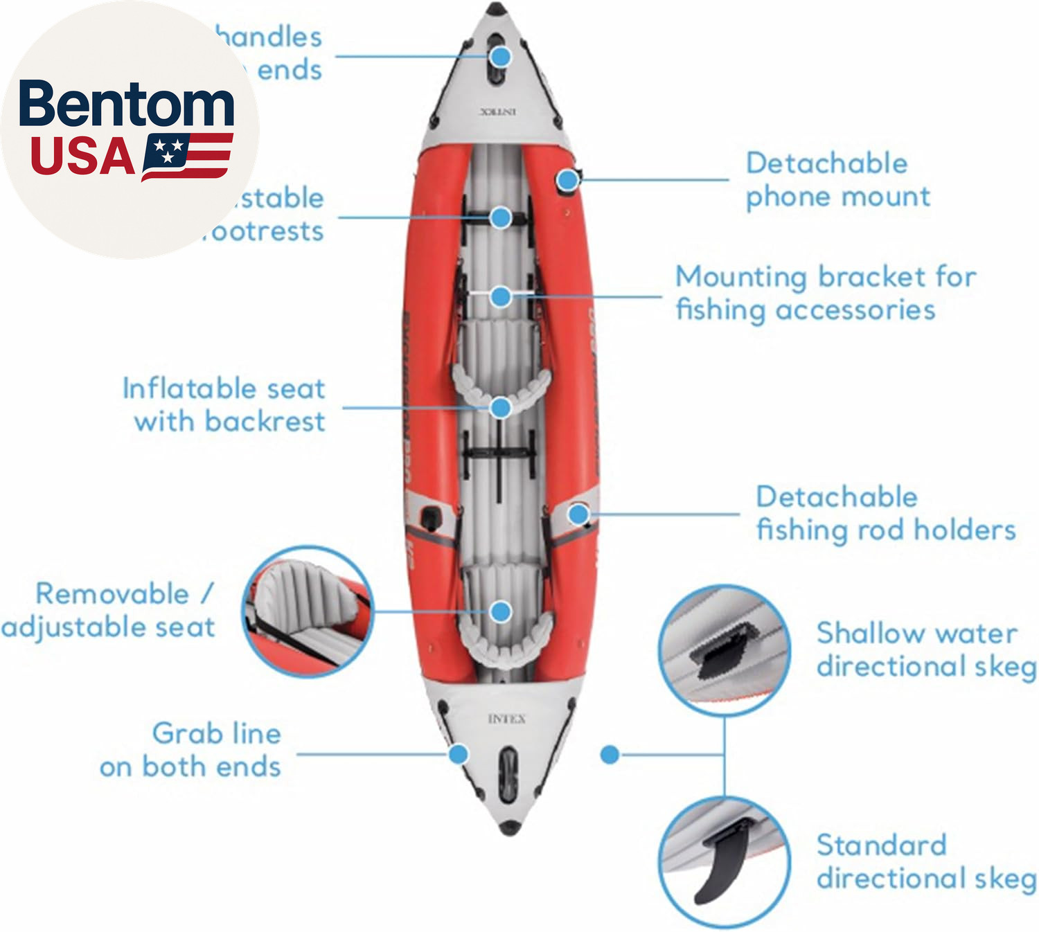 68309EP Excursion Pro K2 Inflatable Kayak Set: Includes Deluxe 86In Kayak Paddle