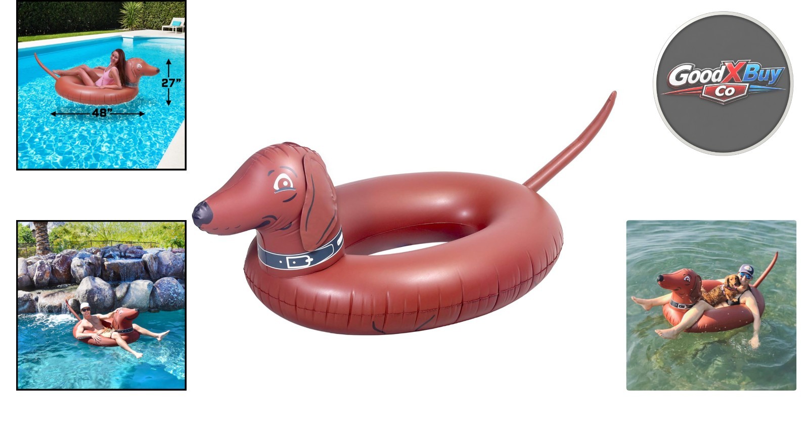 Wiener Dog Party Tube Inflatable Pool Float 4ft Large Kids Adults