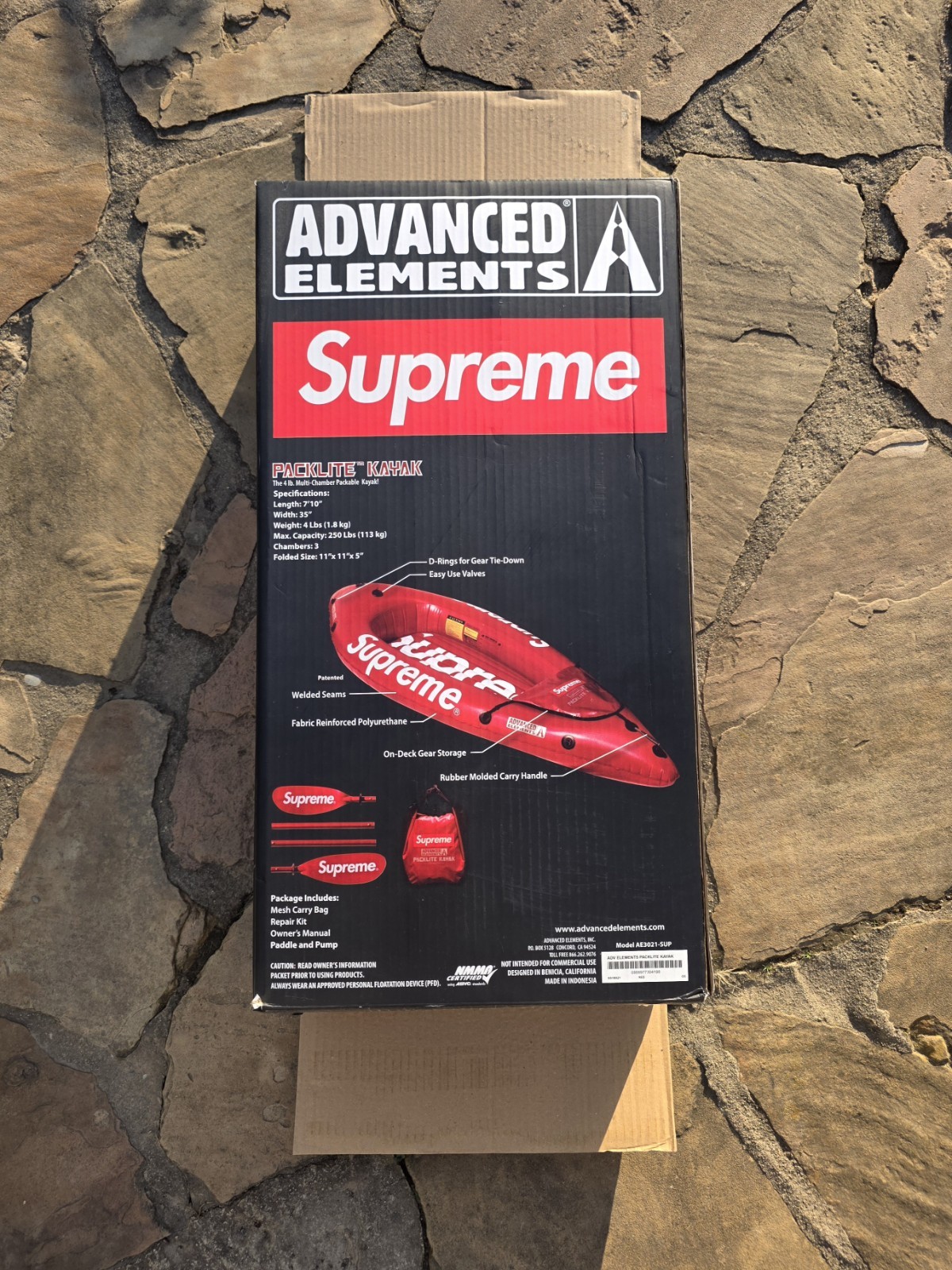 Supreme Advanced Elements Packlite Kayak in Red SS18 Inflatable Packable Oar