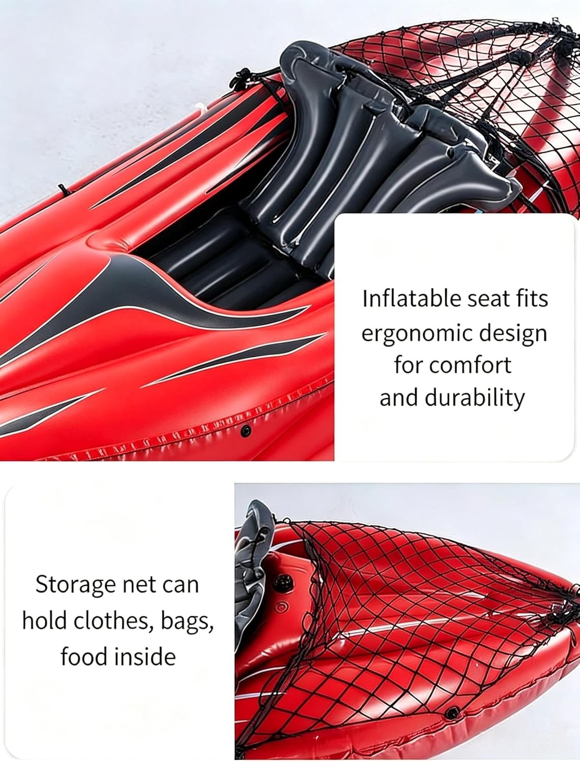9 Ft Inflatable Kayak 1 Person Blow Up Fishing Boat Canoe Pump Oars Cargo Net