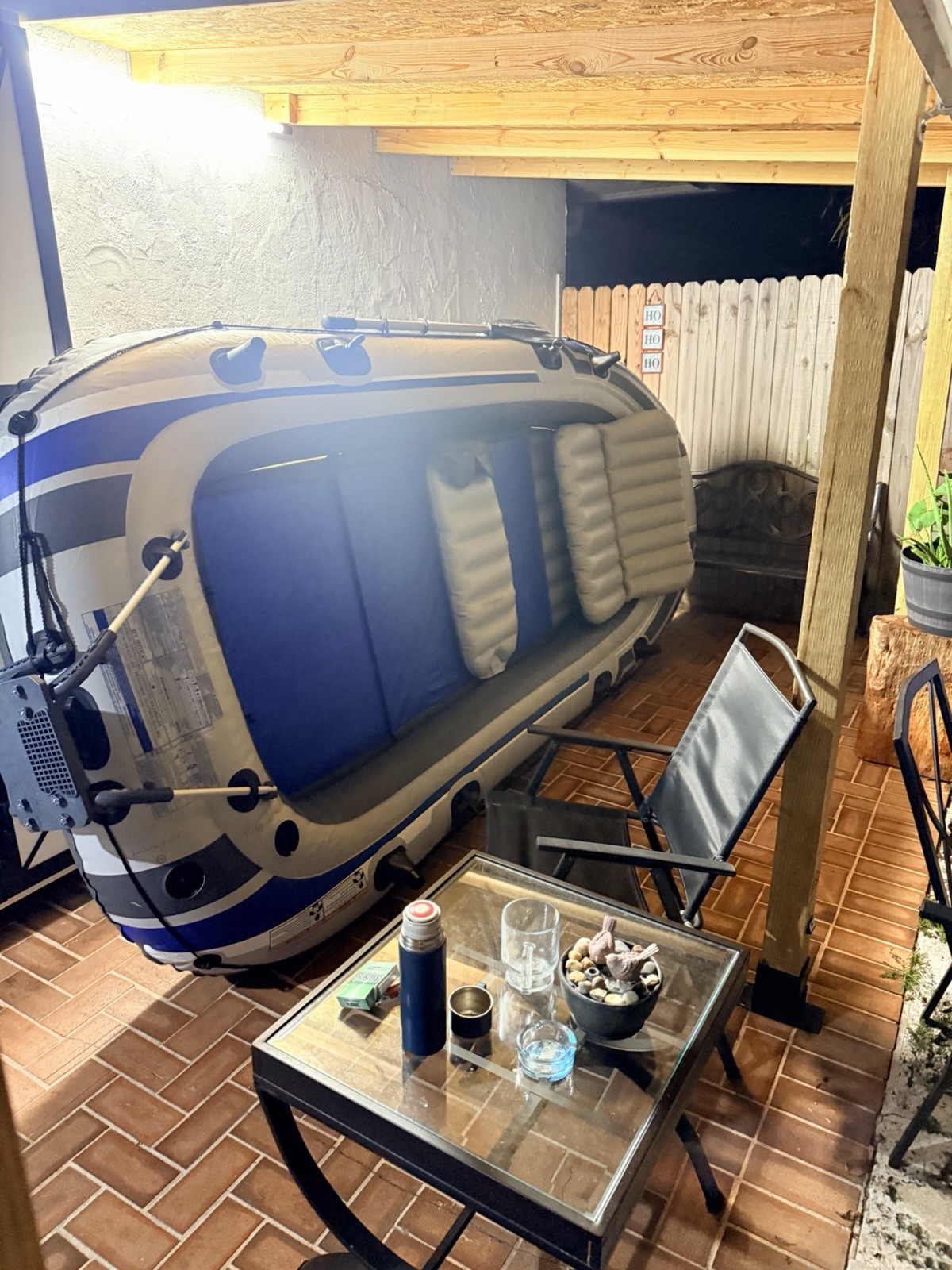 Inflatable Raft/Boat w/ Motor Mount, Trolling Motor, Seat Cushions Gray Blue