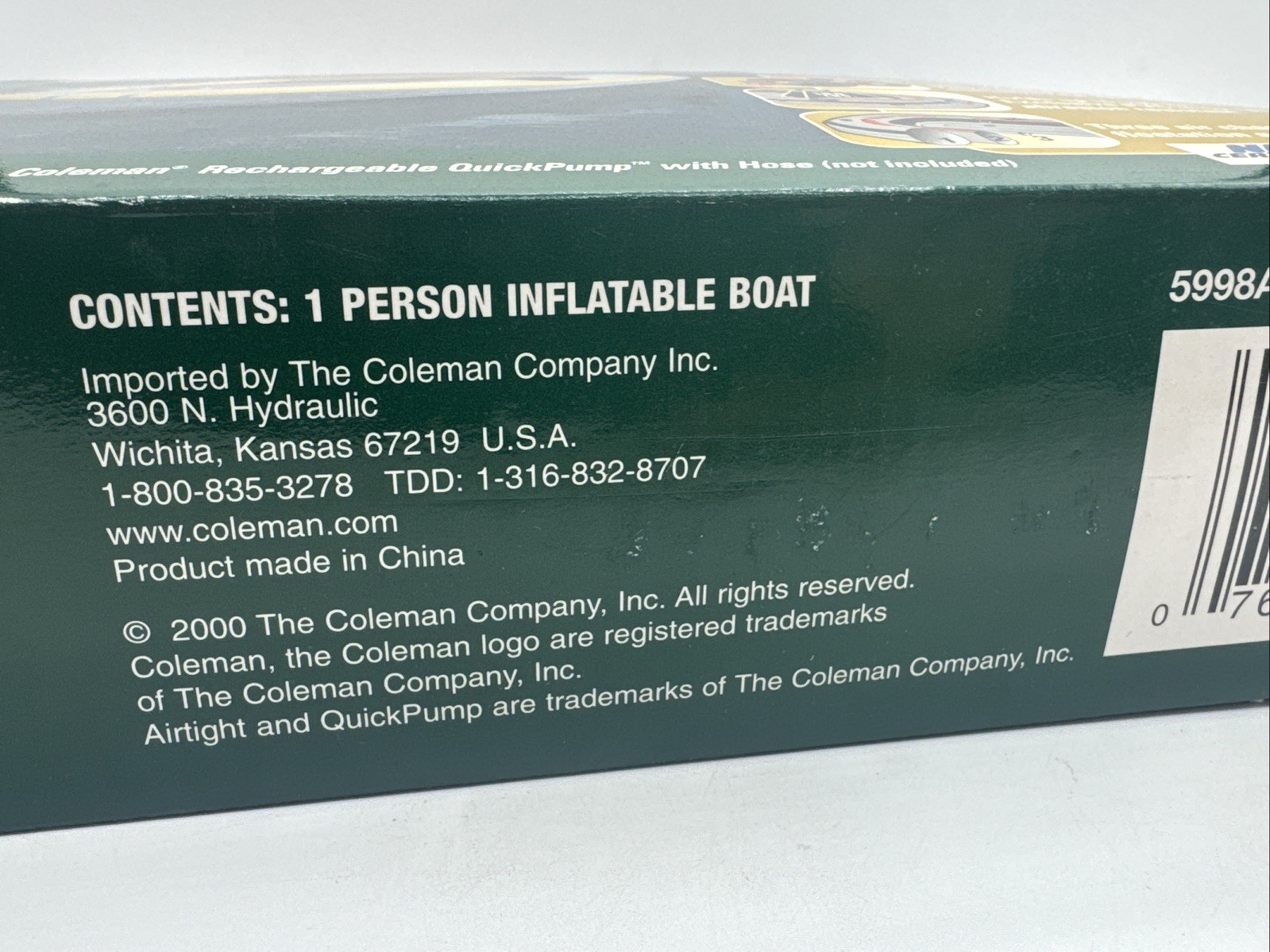 NEW Sealed Coleman 1 Person Inflatable PVC Boat Airtight System Up To 190 Pounds
