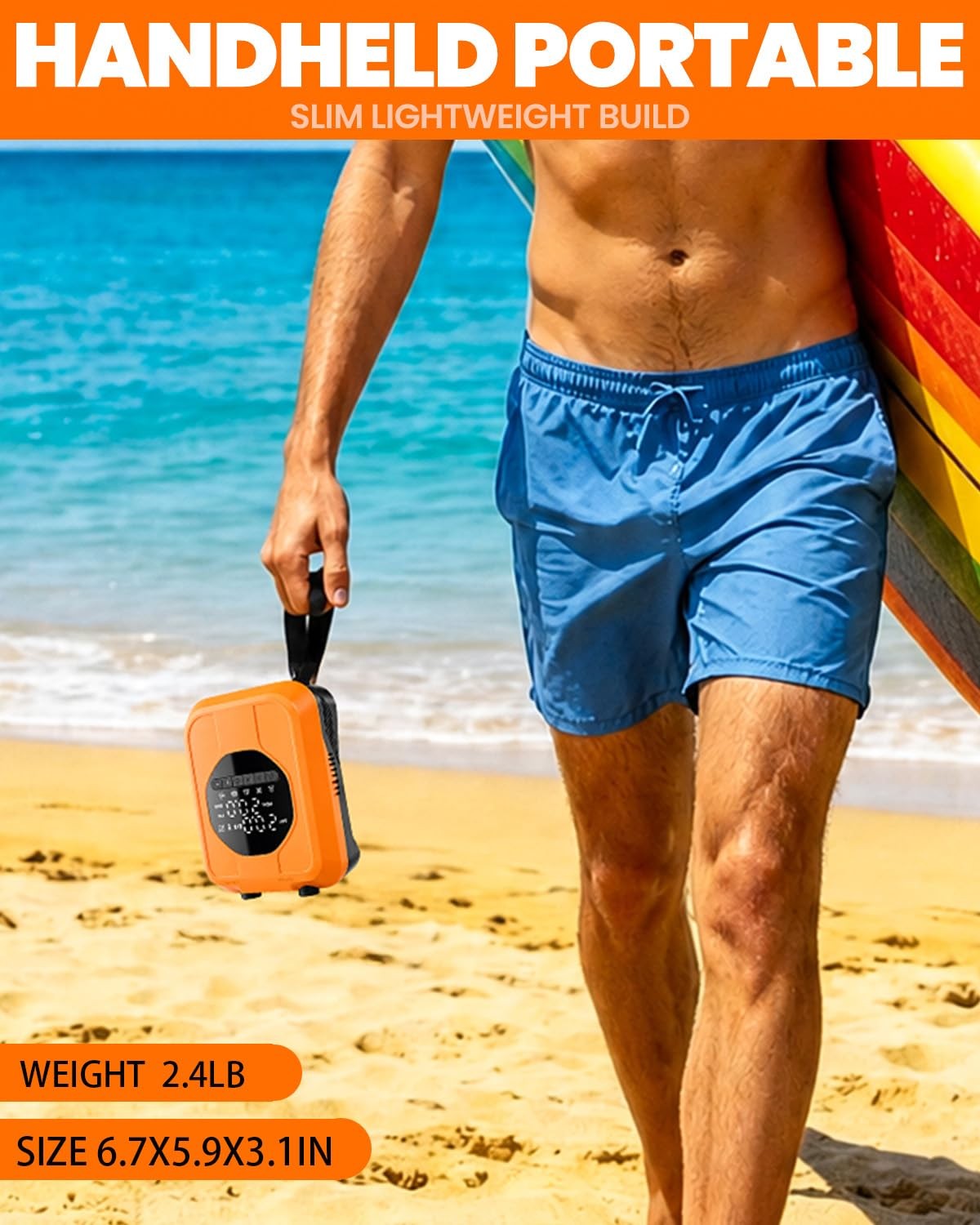 12V Car-Powered Paddle Board Pump, Electric SUP Pump with Compact, Orange