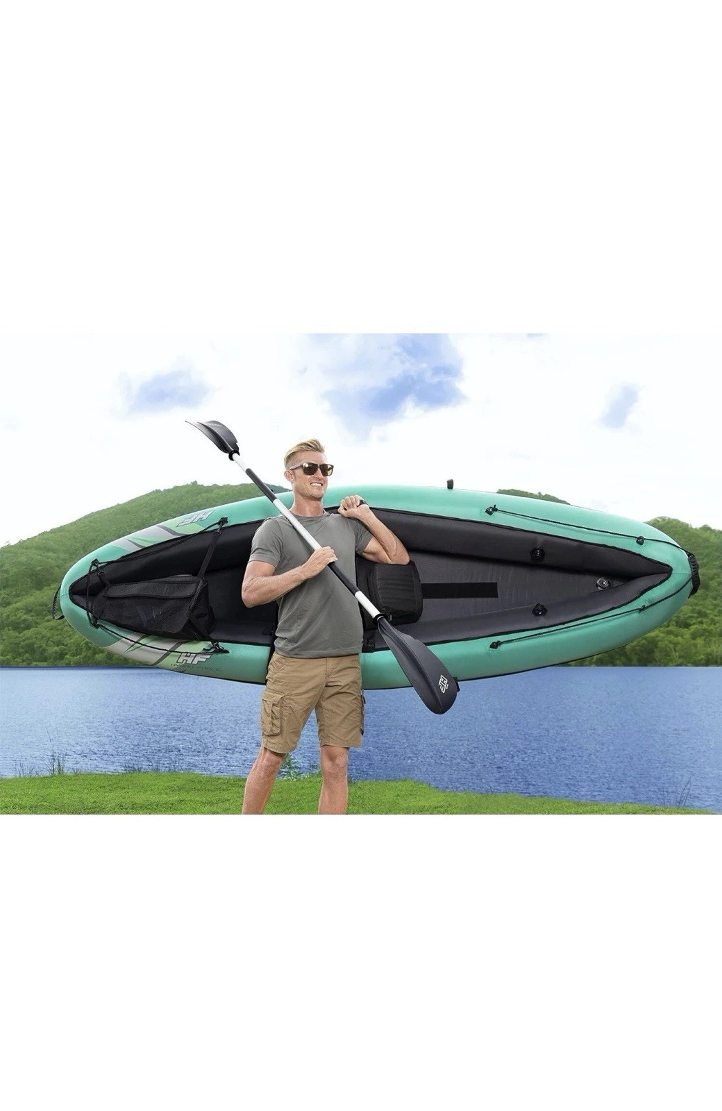 Hydro Force Inflatable Kayak Set | Includes Seat, Paddle, Hand Pump, Storage Car
