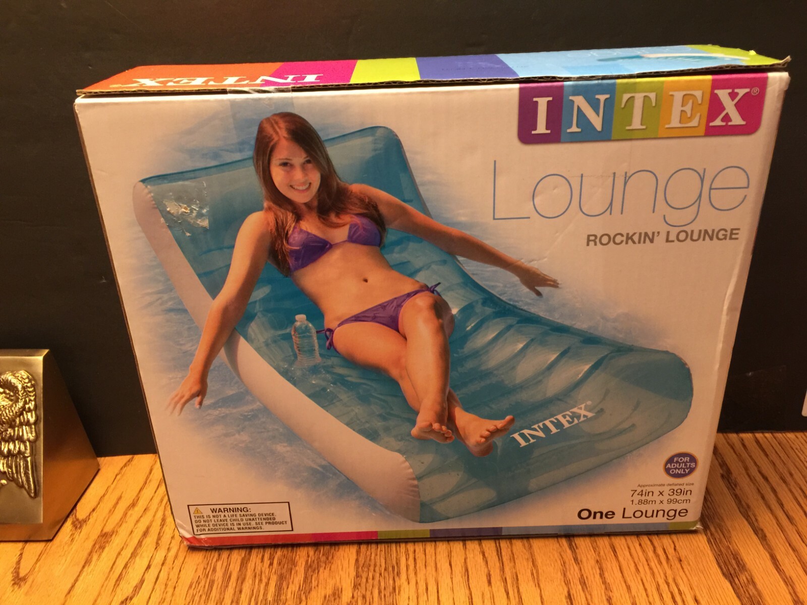 Intex 74″ x 39″ Rockin Lounge Swimming Pool Floating Raft Chair Cup Holder