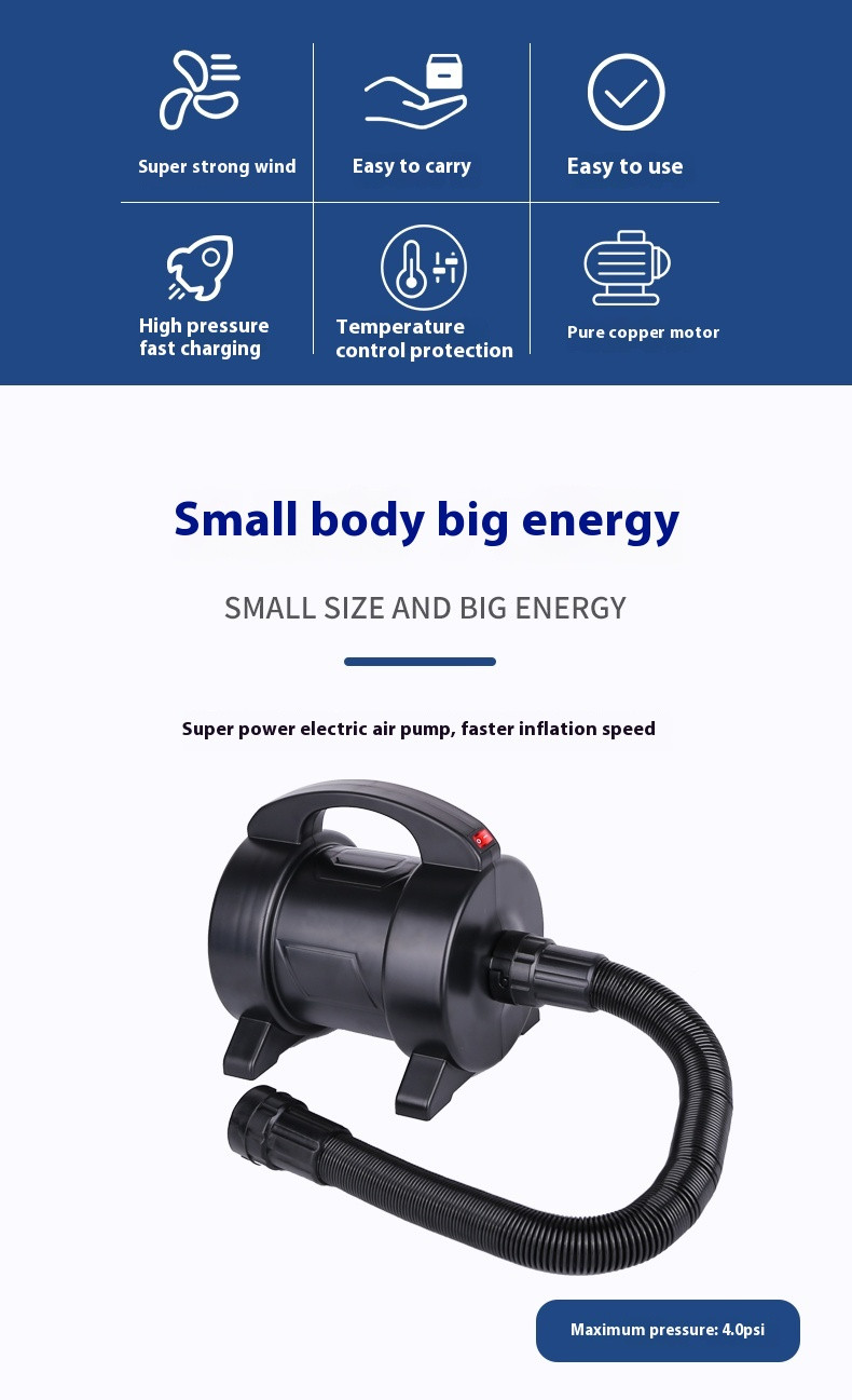 1200W Electric Inflatable Pump Bed Rubber Boat Air Pumping Pool Air Pumping Pump