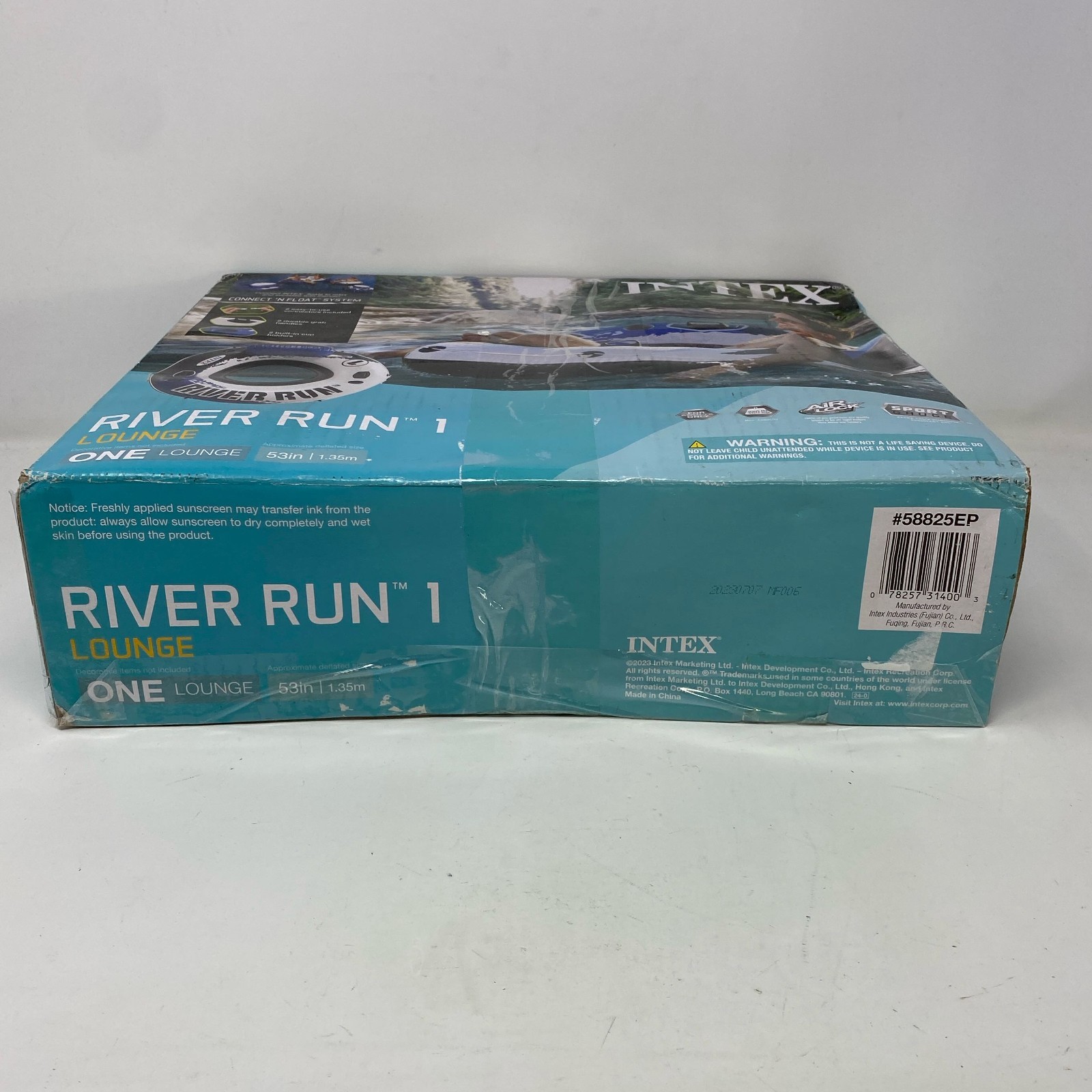 Intex River Run 1 53in Tube Blue/White w/ Backrest & Cup Holders