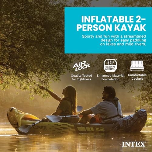 Intex Explorer K2 Inflatable Kayak Set 400lbs Oars Pump