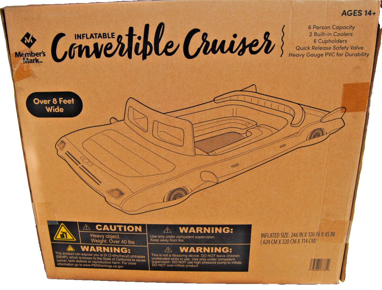 Member’s Mark White Inflatable Convertible Cruiser 6-Person Capacity New L2884