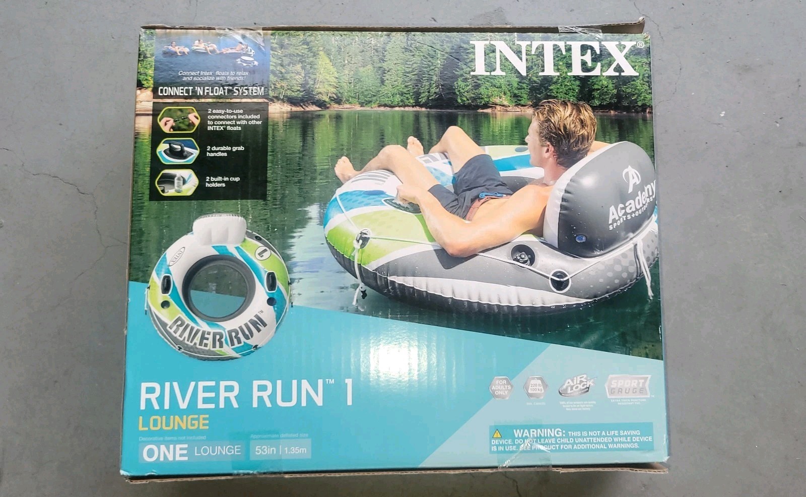 Intex River Run 53 inch Inflatable Float Inner Tube River Raft And Cooler