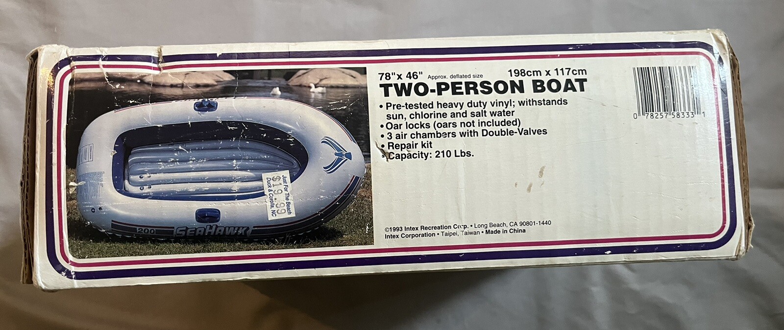 Vintage 1993 Wet Set Intex Two Person Boat Seahawk 200 White 78”x46” Inflatable