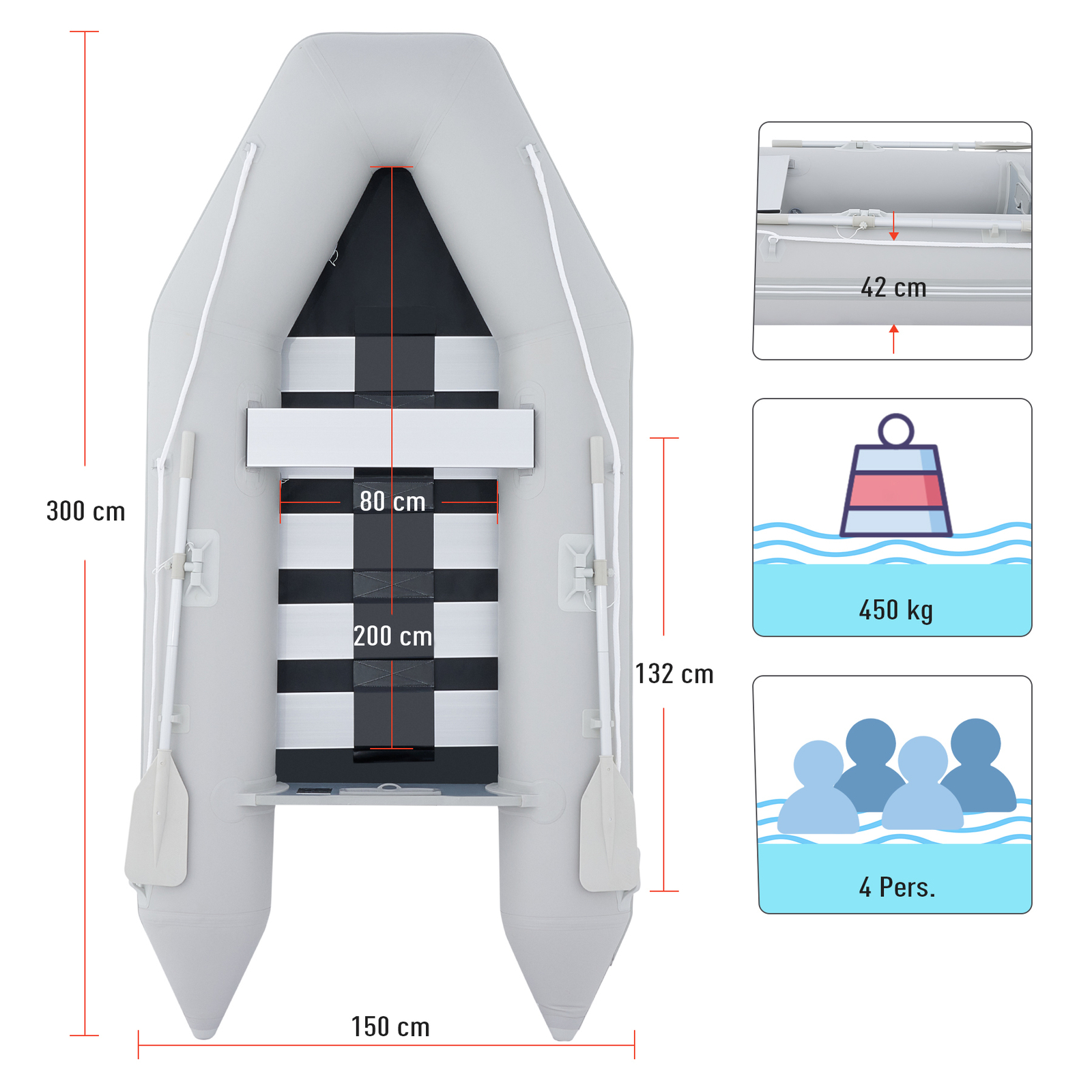 10ft Inflatable Boat w/pump Raft Fishing Dinghy Tender Pontoon Rescue Heavy Duty