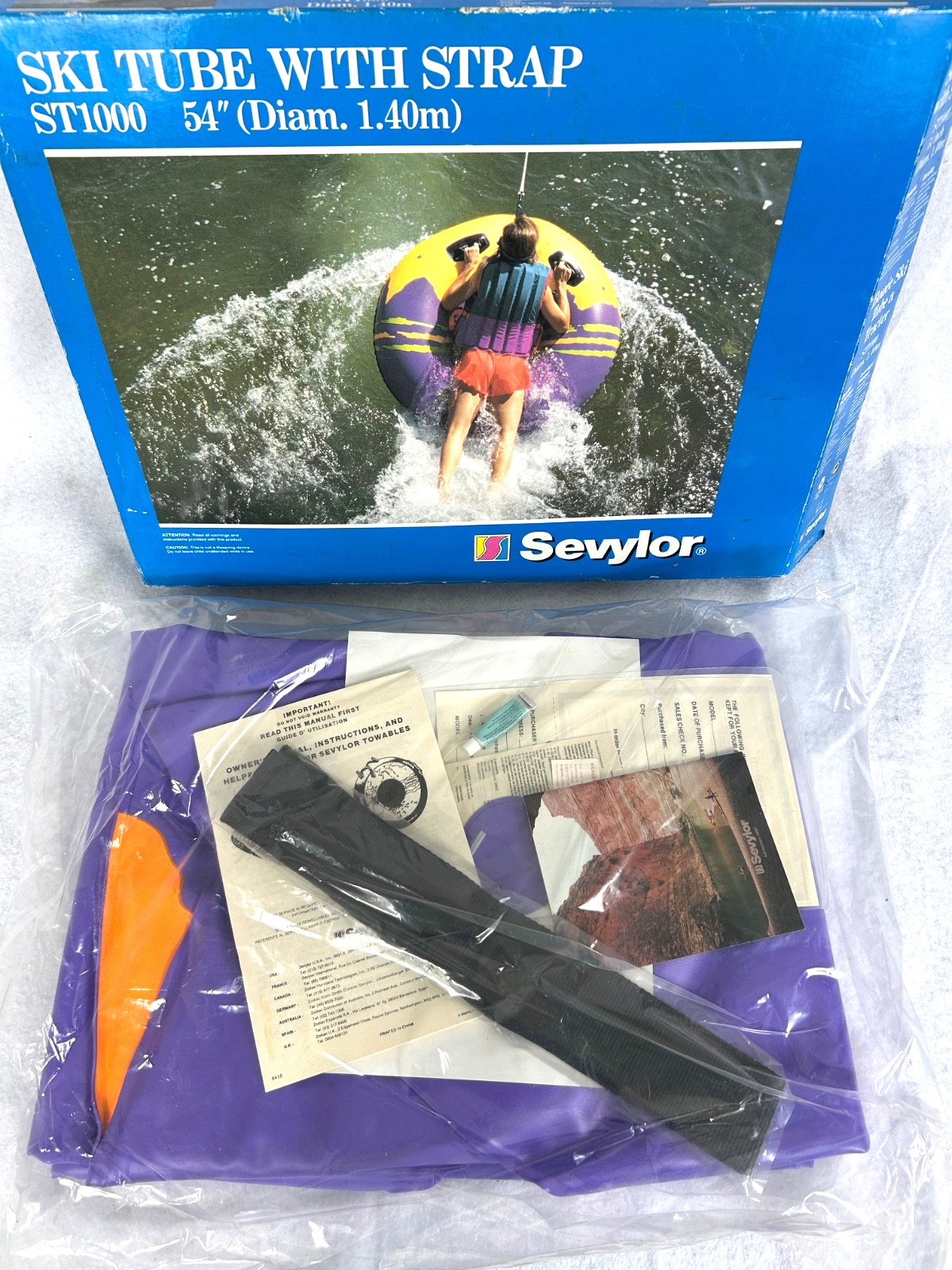 Sevylor ST1000 54” Ski Tube Towable 1 Rider Inflatable Boat Tube Handles Strap