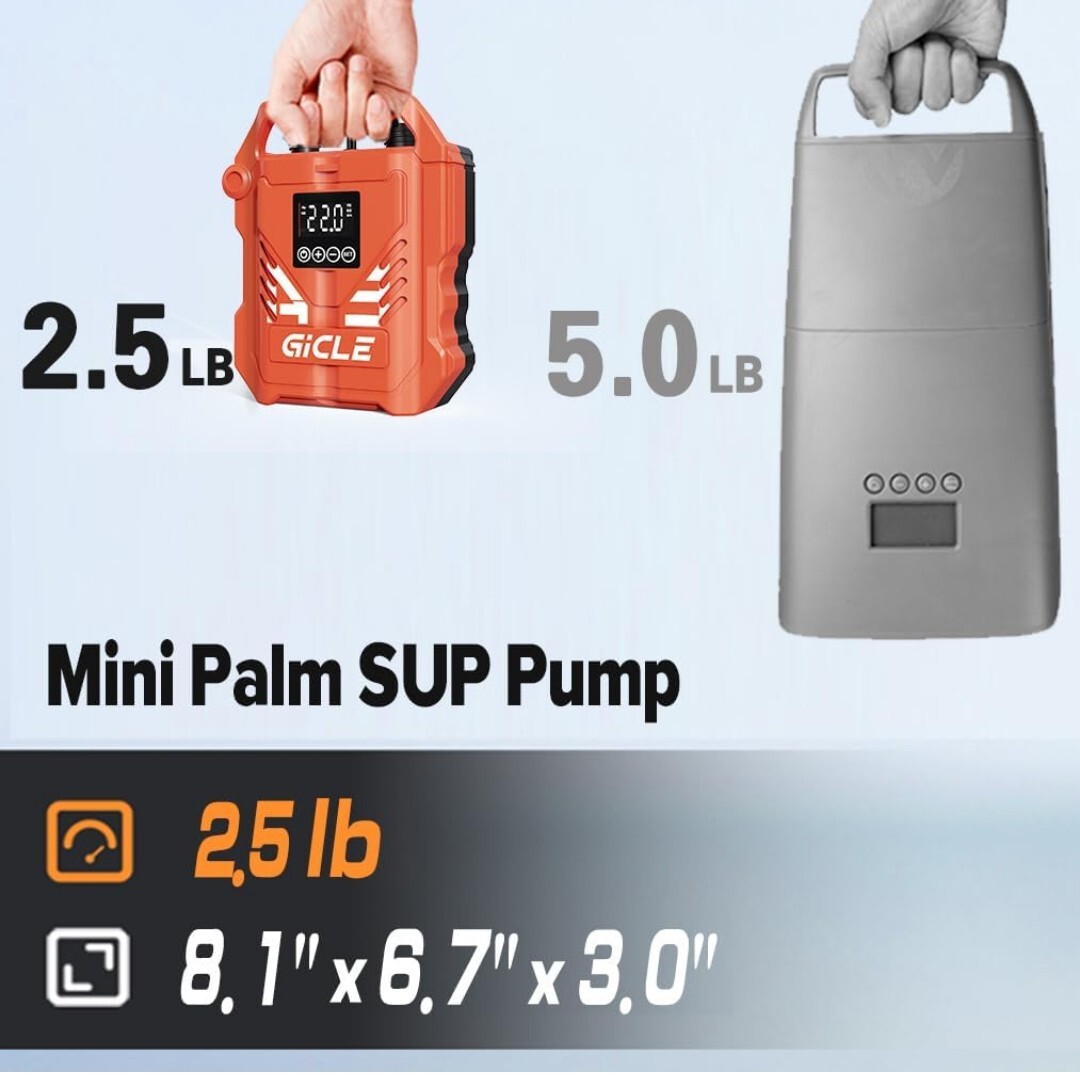 Paddle Board Pump with Auto-Off Function Dual Motor for 10.8ins .. Red in Color