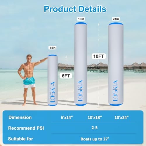 6FT/10FT Inflatable Boat Fenders for Docking, Large Boat Bumpers, Large Dock