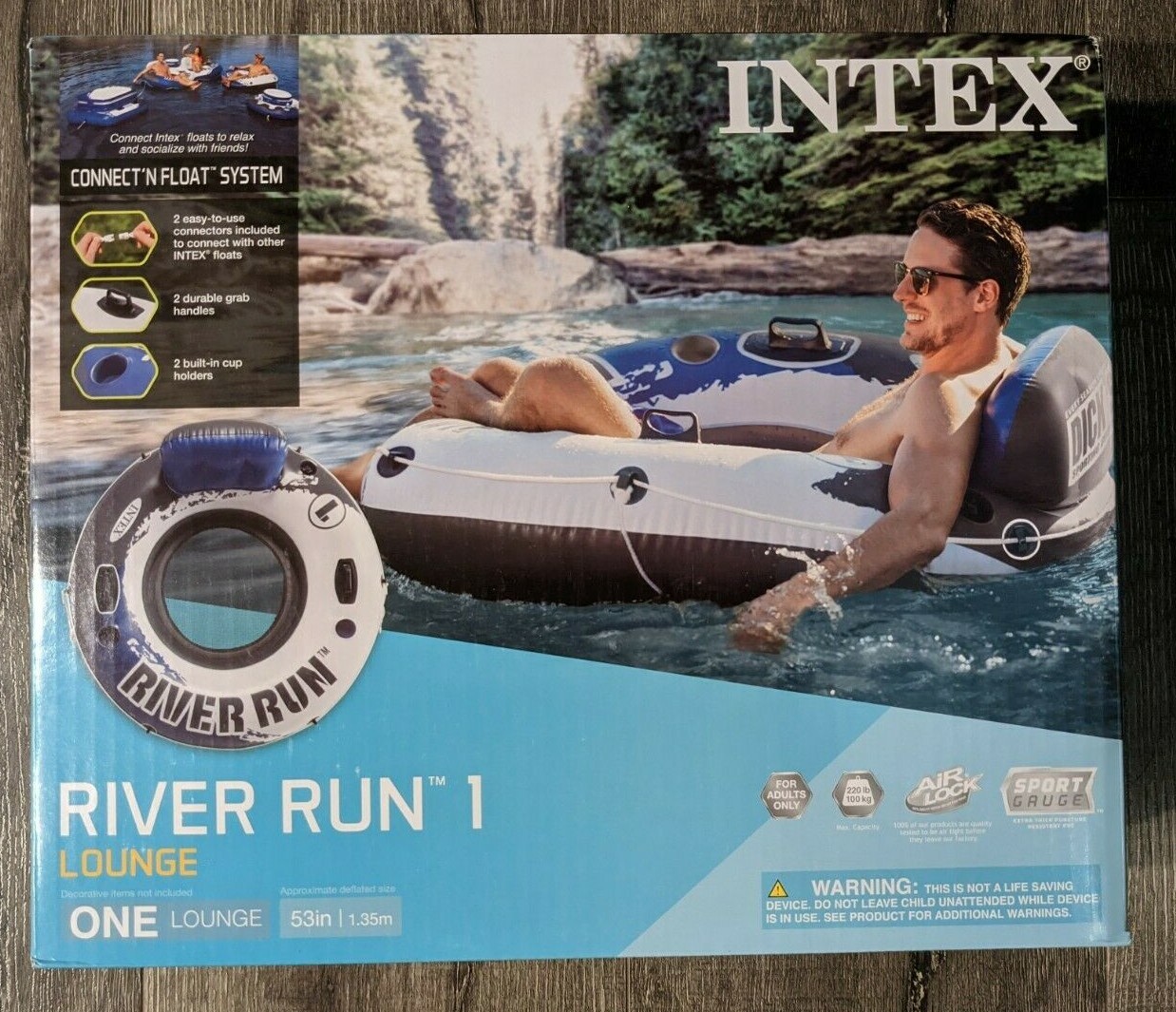 Intex River Run I 1 Person Inflatable Lounge Water Tube Float 53″ NEW FREE SHIP