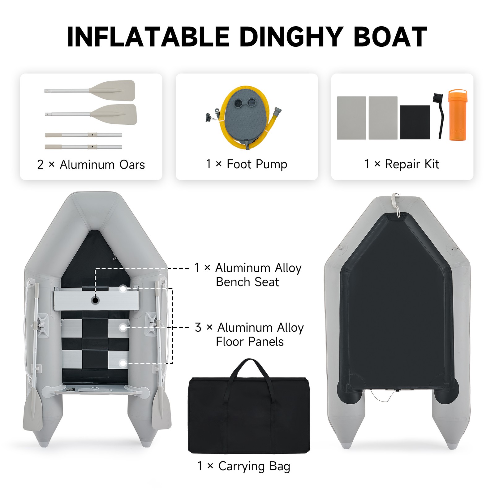 7.5ft Inflatable Boat w Pump Fishing Dinghy Tender Pontoon Rescue 660lb