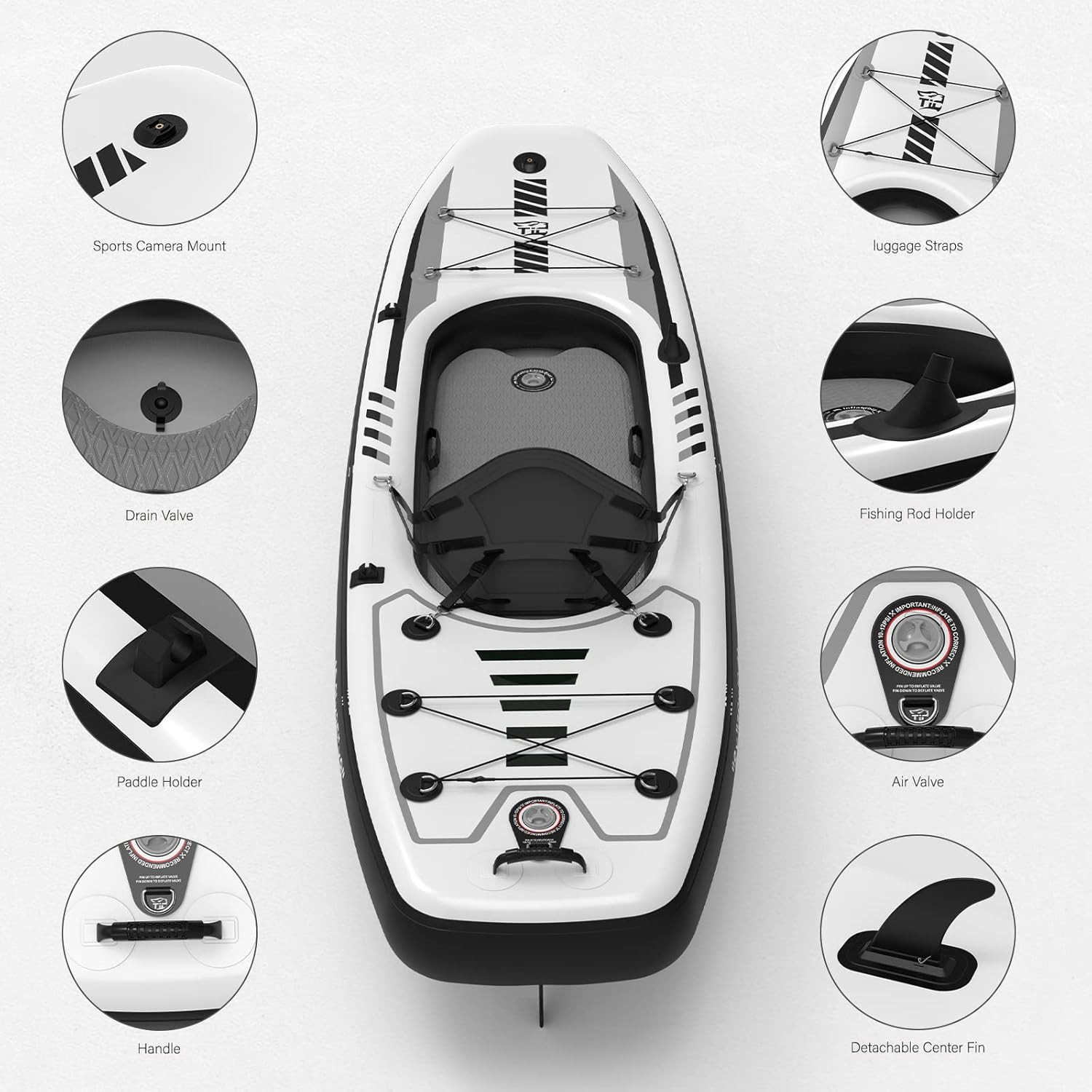 10.2’X35»X8» INFLATABLE KAYAK WITH DETACHABLE SEAT, SUP-KAYAK SET