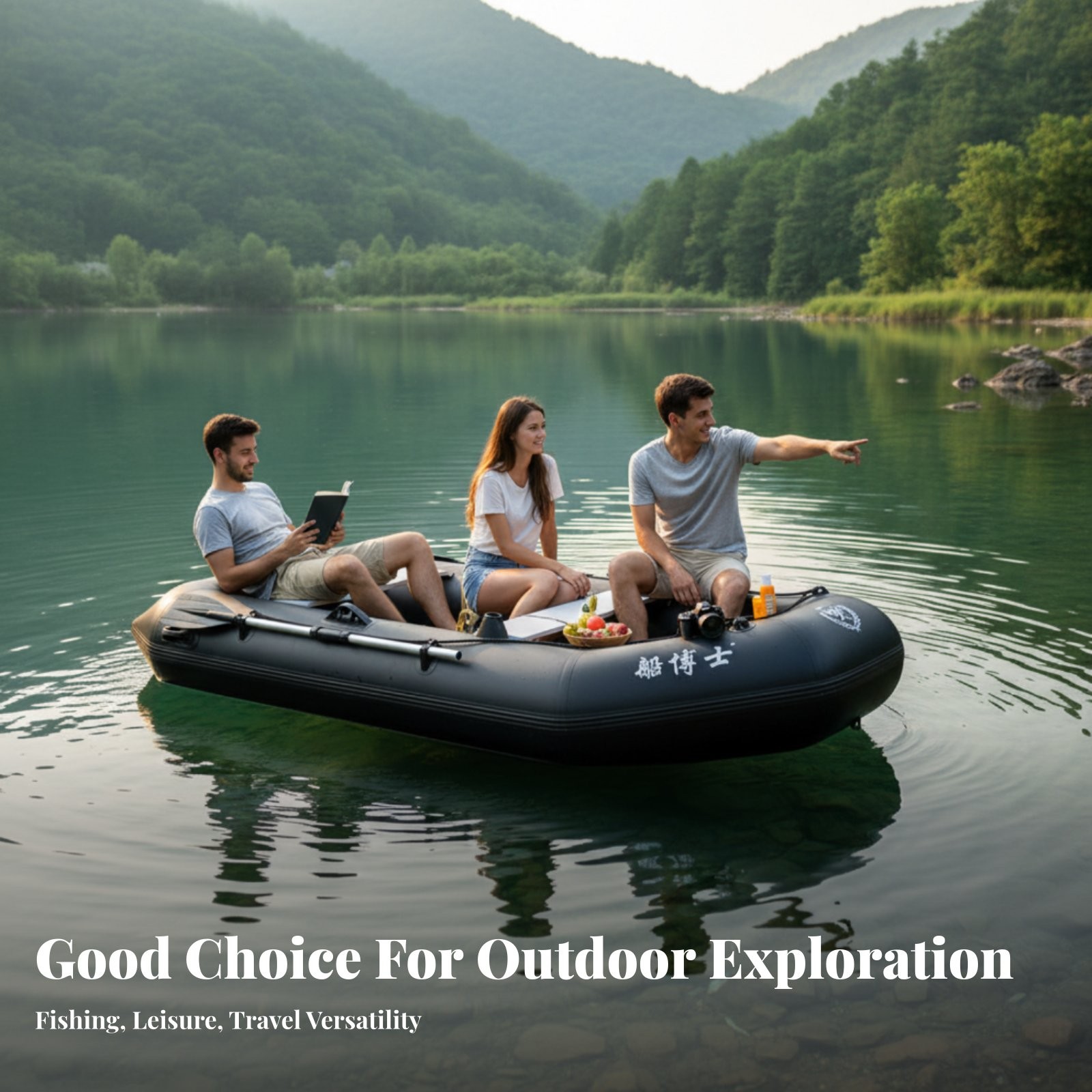Hard Bottom Inflatable Raft, Multi-Person Kayak, Foldable, Fishing, Outdoor Use