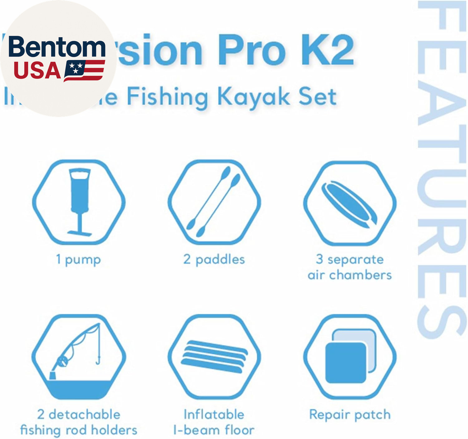 68309EP Excursion Pro K2 Inflatable Kayak Set: Includes Deluxe 86In Kayak Paddle