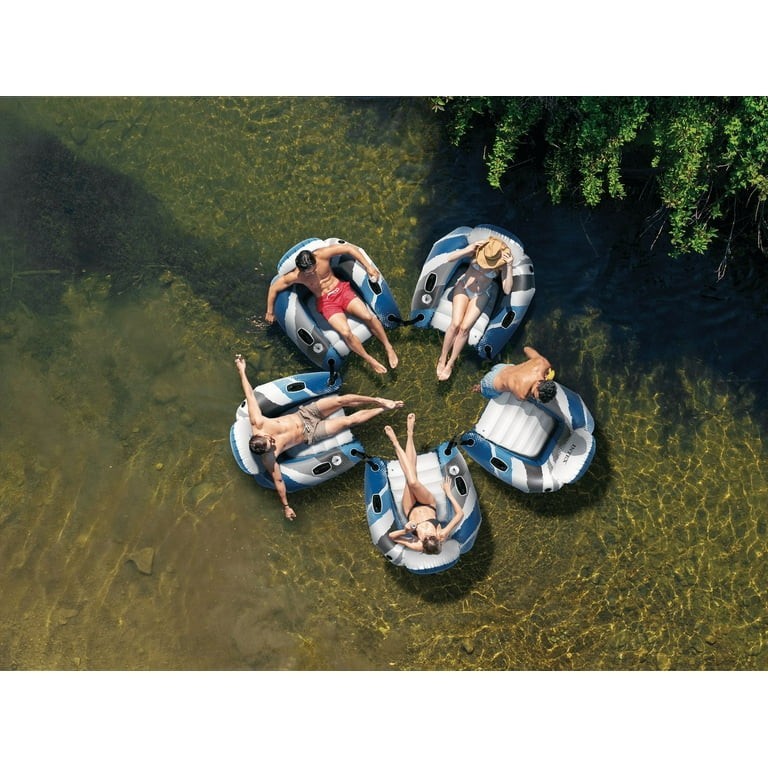 Intex RIVER LOUNGE Inflatable Water Float, 51” Diameter, Blue/White 🆕