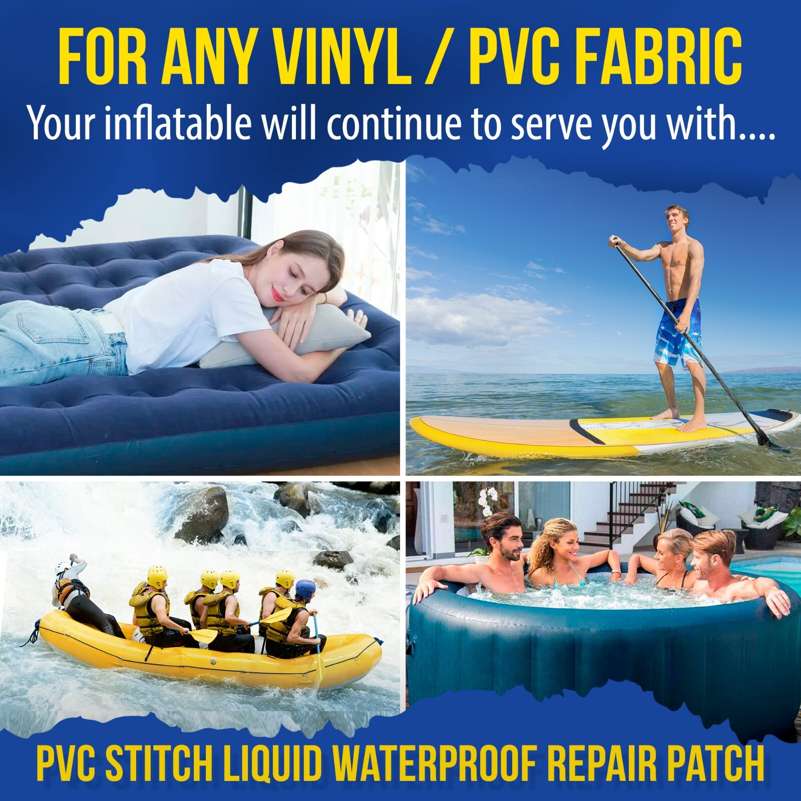 PVC Stitch Glue Repair Kit (glue+cord) for PVC, Vinyl, Neoprene, Polyester