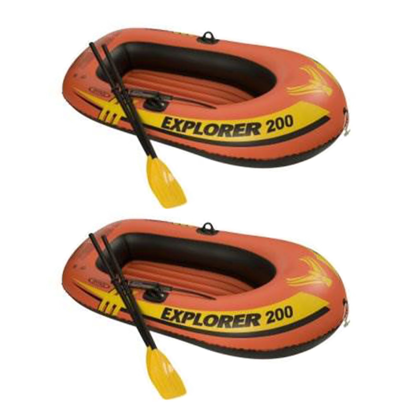 Inflatable 2 Person Raft Boat Set with Oars and Pump Outdoor Water Fun (2 Pack)